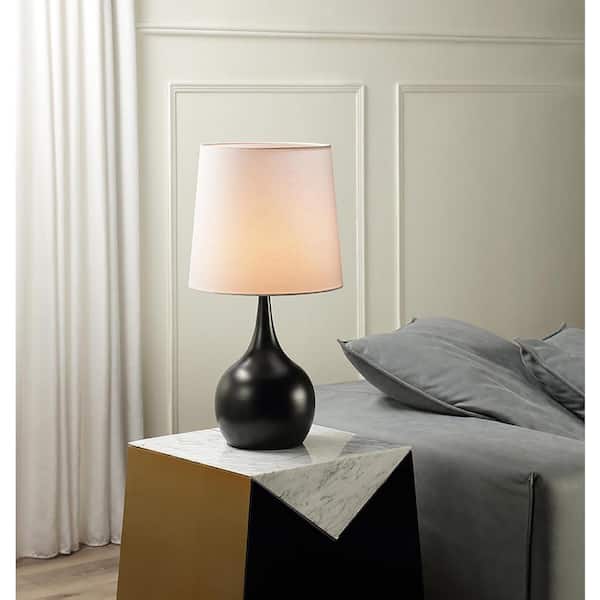23.5 in. Niyor Powder Black Mid-Century Modern Touch On Metal Table Lamp