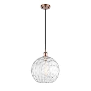 Athens Water Glass 60-Watt 1 Light Antique Copper Shaded Mini Pendant Light with Clear glass Clear Glass Shade