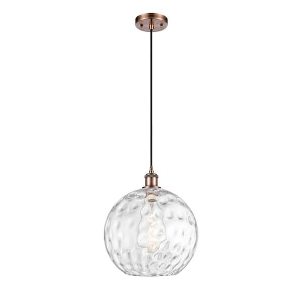 Innovations Athens Water Glass 60-Watt 1 Light Antique Copper Shaded Mini Pendant Light with Clear glass Clear Glass Shade
