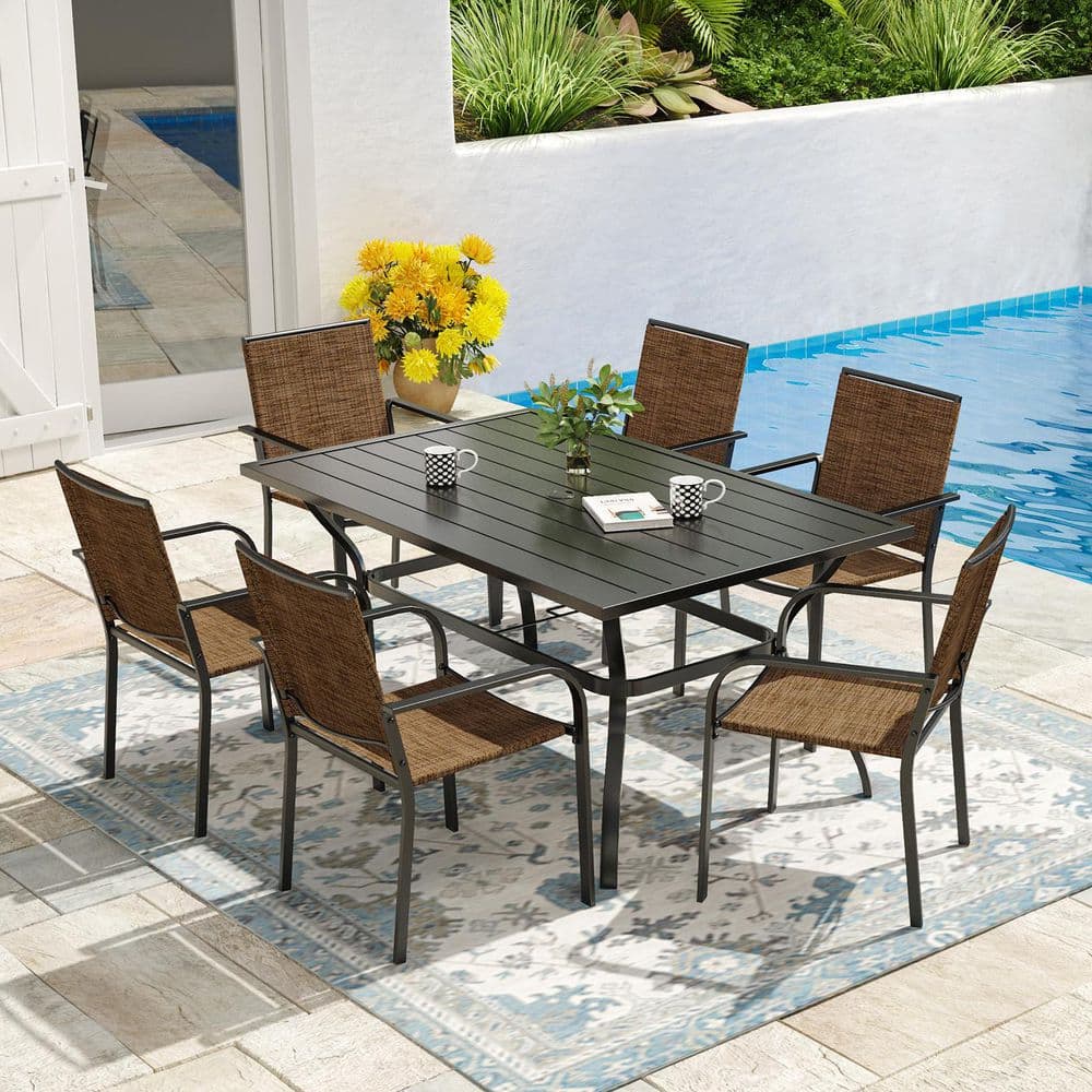 7-Piece Rectangular Outdoor Dining Set with Stackable Chairs price history on PriceWatchPro