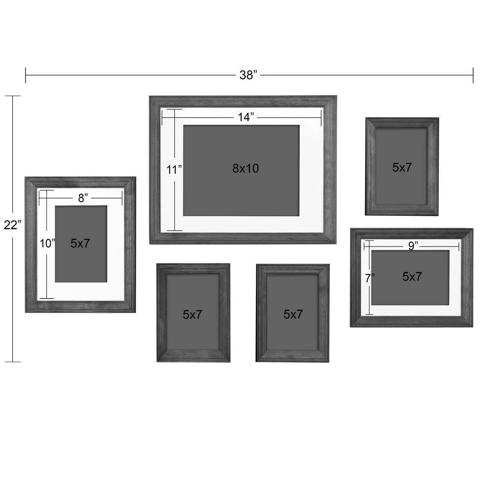 Bordeaux Multi-Color Wood Wall Frame Set, 11x14, 6-Piece