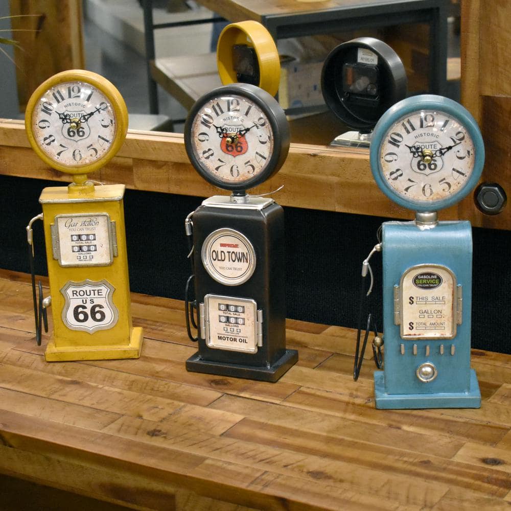 Vintage Black Gas Pump Table Clock with Quartz Movement