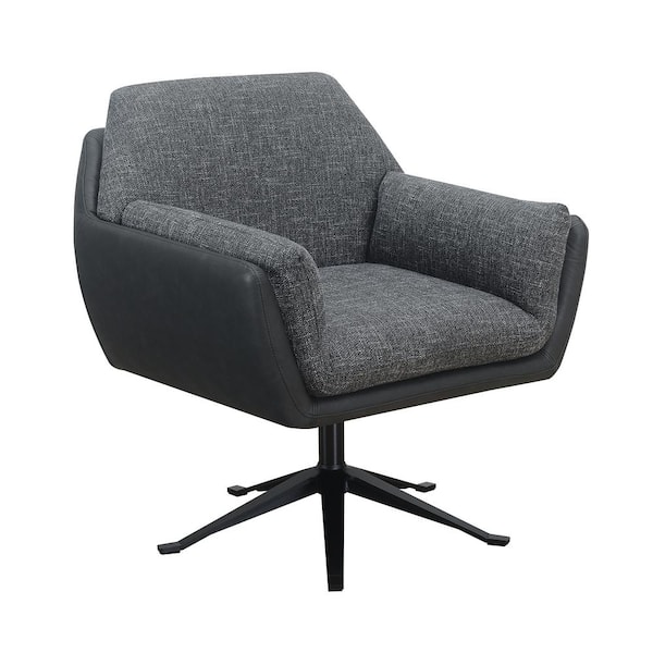 DEVON & CLAIRE Sterling Gray Two-Toned Swivel Accent Chair with Auto-Return Base