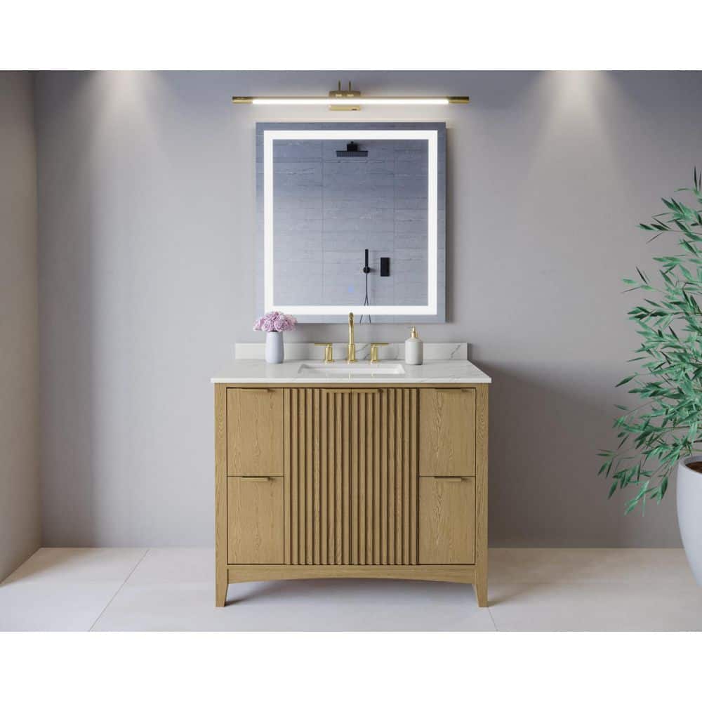 Palmilla 42 in. Single Freestanding Natural Oak Bath Vanity with Giotto Quartz Top Assembled price history on PriceWatchPro