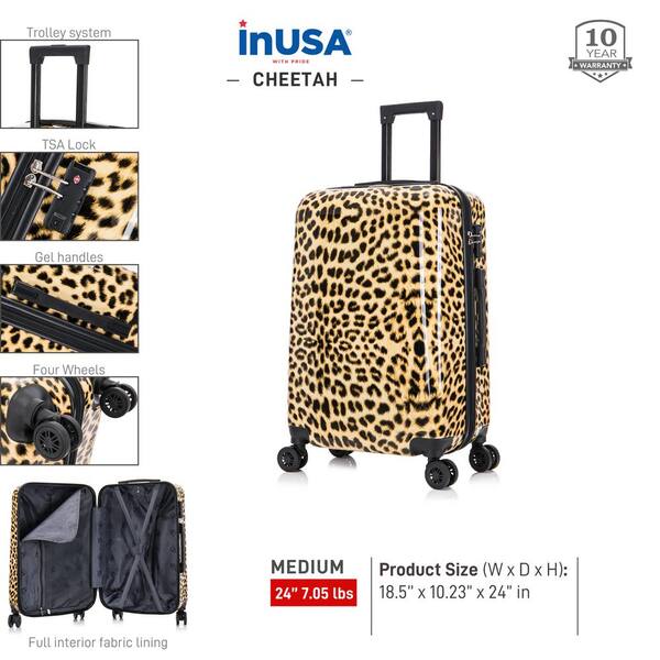 InUSA PRINTS Lightweight Hardside Spinner 24 in. Cheetah IUAPC00M  display picture 1