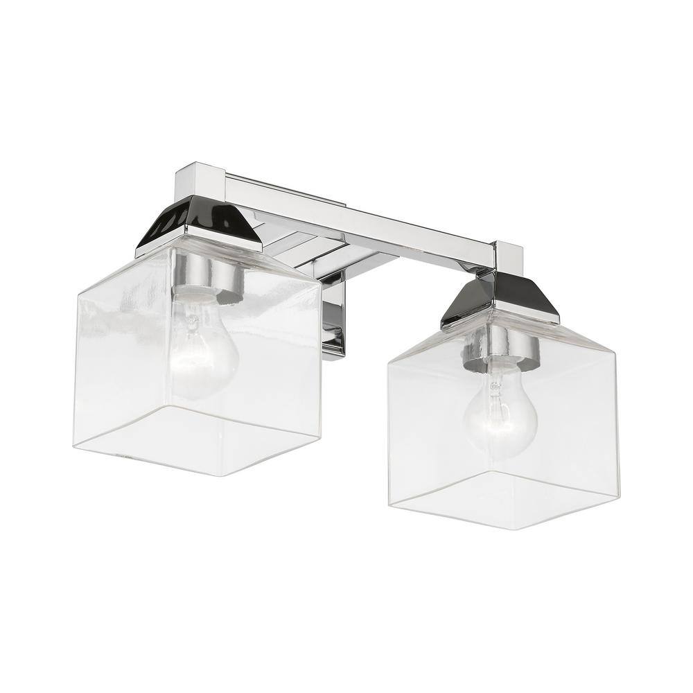 Polished Chrome 2-Light Vanity Sconce with Clear Glass Shades