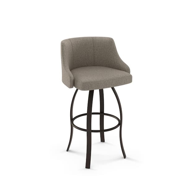 Amisco Crofton 30 in. Beige Polyester / Dark Brown Metal Swivel Bar Stool