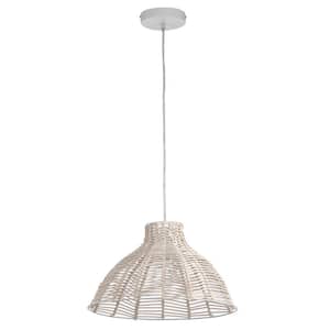 Verena 1-Light White Pendant With Woven Shade