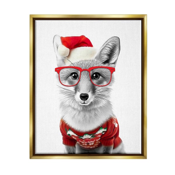 Stupell Industries Fox in Holiday Clothes by Annalisa Latella 1 Piece Floater Frame Graphic Print Animal Poster Art Print 21 in. x 17 in.