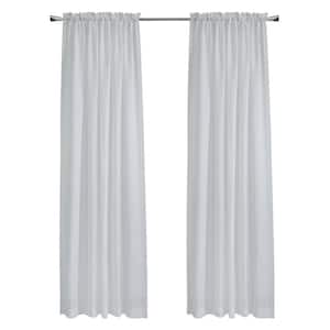 Cote d'Azure Rod Pocket White Polyester Faux Linen 56 in. W x 84 in. L Rod Pocket Indoor Sheer Curtain (Single Panel)