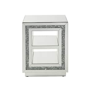 Noralie 16 in. Mirrored and Faux Diamonds Rectangle Glass End Table