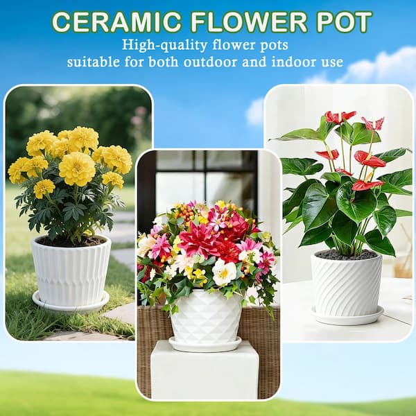 Hcman 4-Pack 5.5 in. White Cylinder Ceramic Planters with