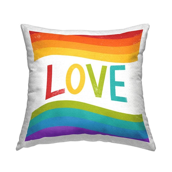 Stupell Industries Patterned Rainbow Love Stripes Multi-Color Square Outdoor Throw Pillow