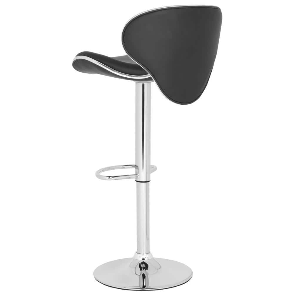 Shambi Black Adjustable Swivel Bar Stool with Chrome Base