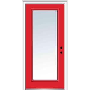 36 in. x 80 in. Classic Left-Hand Inswing Full-Lite Clear Painted Fiberglass Smooth Prehung Front Door, 4-9/16 in. Frame