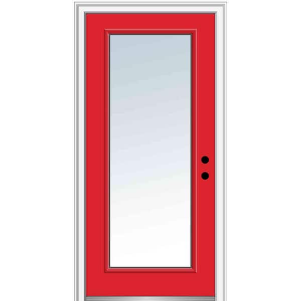 MMI DOOR 36 in. x 80 in. Classic Left-Hand Inswing Full-Lite Clear Painted Fiberglass Smooth Prehung Front Door, 4-9/16 in. Frame