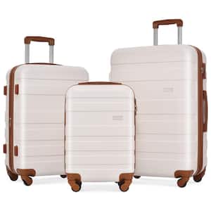 Pink and Brown Lightweight Durable 3-Piece Expandable ABS Hardshell Spinner Luggage Set with TSA Lock