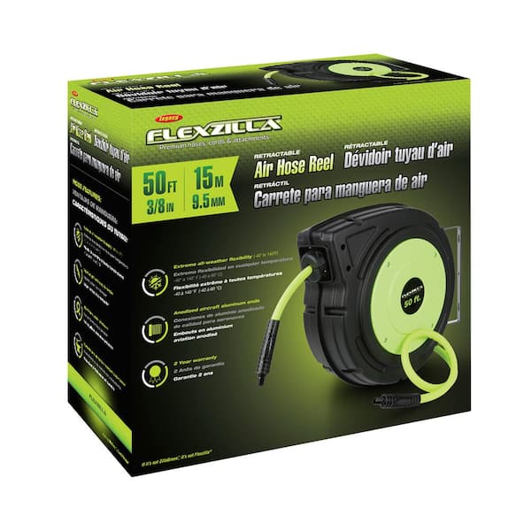 Flexzilla Retractable Enclosed Plastic Air Hose Reel 3//8 in X 50 FT L8250FZ for sale online