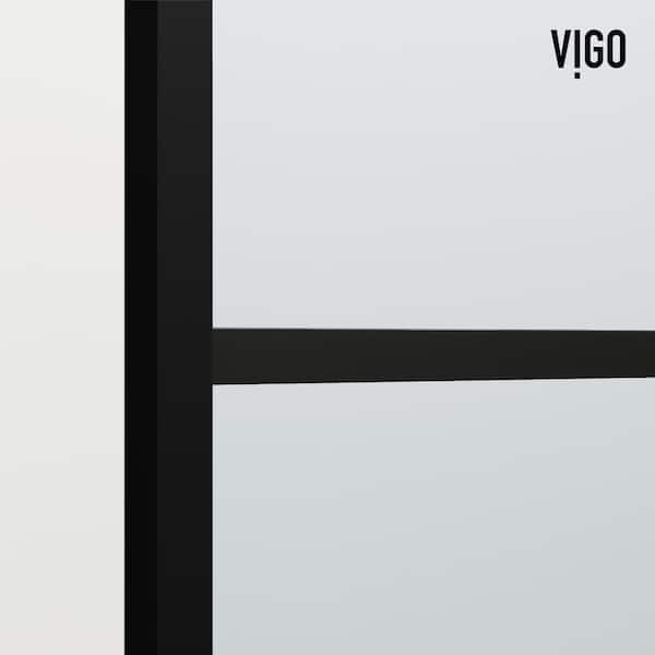 Mosaic 34 in. W x 62 in. H Framed Fixed Tub Screen Door in Matte Black with 3/8 in. (10mm) Clear Glass