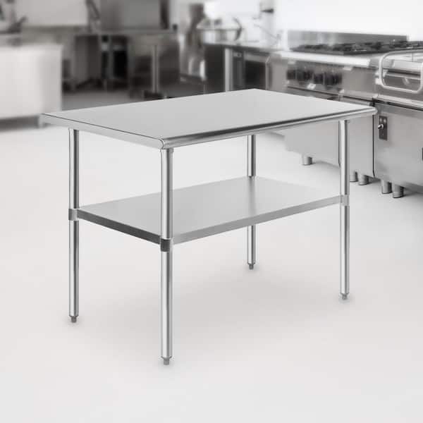 GRIDMANN 48 x 30 in. Stainless Steel Kitchen Utility Table with Bottom Shelf