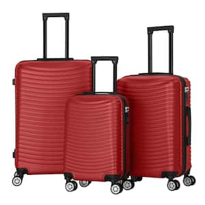 3 Piece Luggage Set Suitcase Spinner Hardshell Lightweight ABS TSA Lock Spinner Carry on (Red)