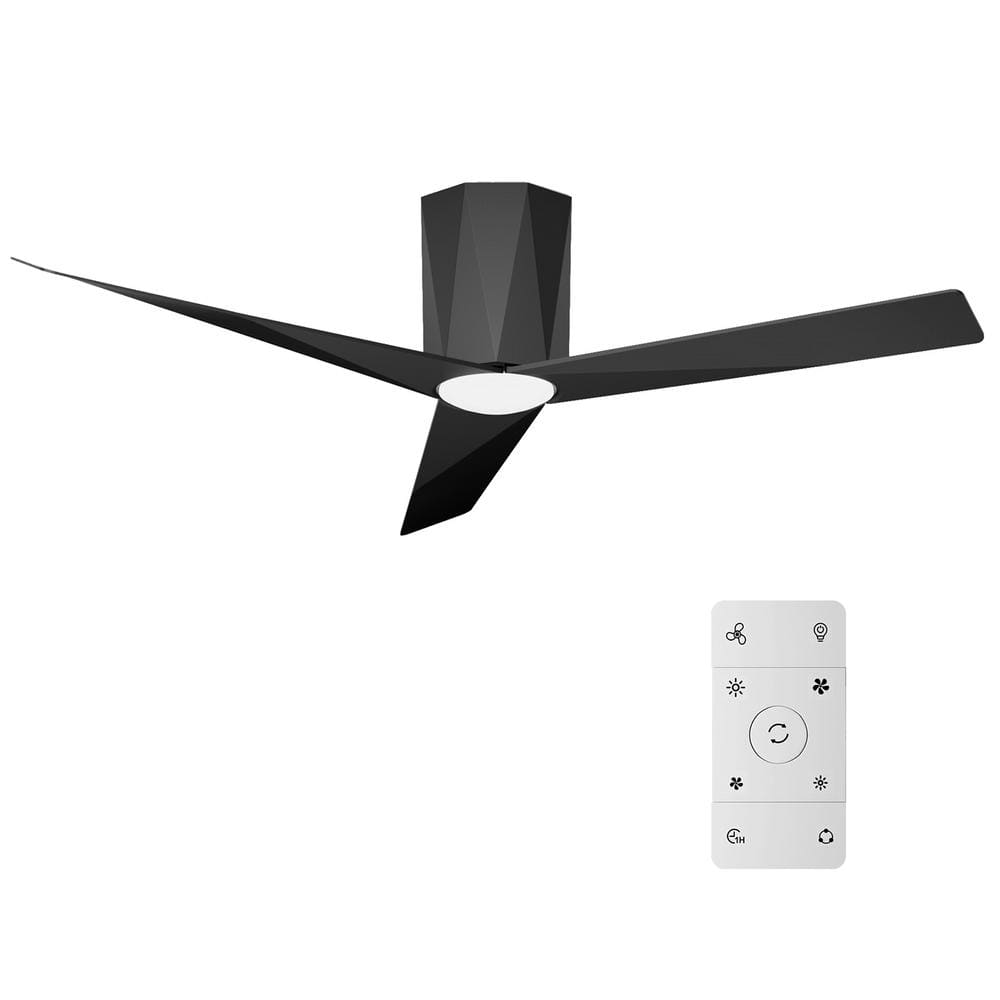 QRMOK Z3 52 in. Indoor Black Ceiling Fan with Dimmable LED