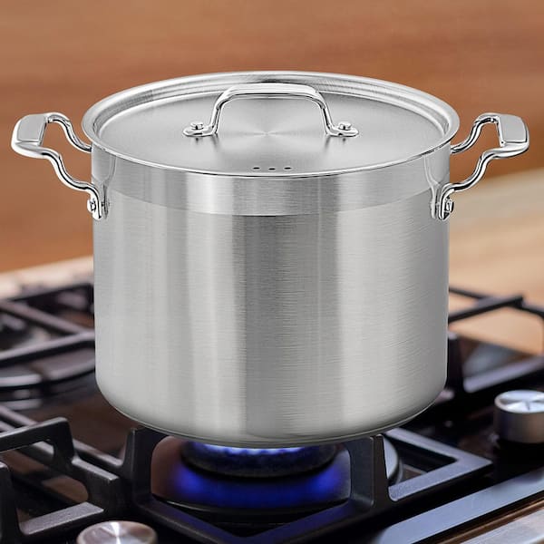 14 qt. Stock Pot with Lid, Heavy Duty Stainless Steel, Induction Ready, Ergonomic Handles