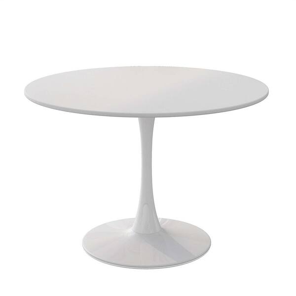 ZIRUWU Round Wood Coffee Table with Metal Base Dining Table