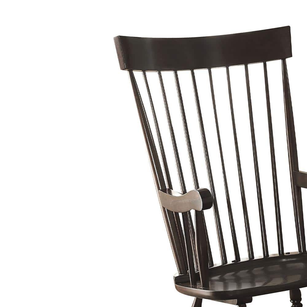 Arlo 45" Black Wooden Rocking Chair with Arms