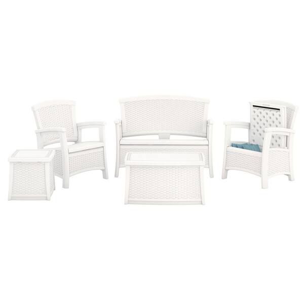 Suncast Elements 5 Piece Plastic Patio Conversation Set Bmset5500w The Home Depot Suncast Elements 5 Piece Plastic Patio, Suncast Outdoor Furniture