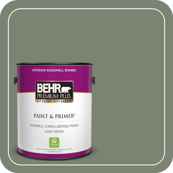 BEHR PREMIUM PLUS 1 gal. #ICC-77 Sage Green Eggshell Enamel Low Odor Interior Paint & Primer