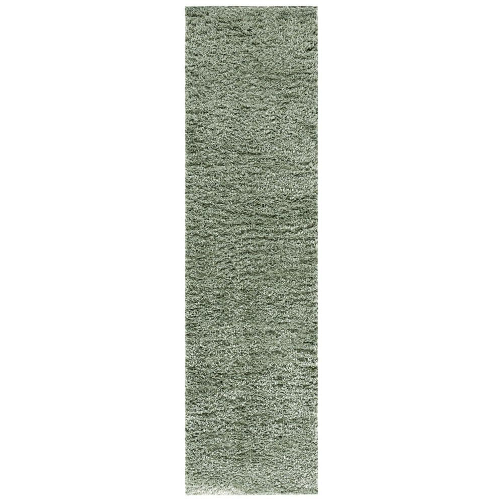 SAFAVIEH Lindsay Shag 2 ft. x 8 ft. Green Modern Solid Runner Rug