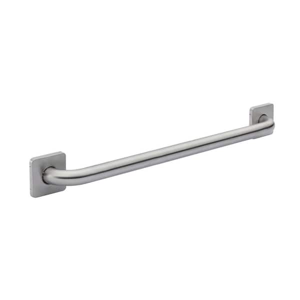 Glacier Bay Square 24 in. x 1 1/4 in. Commodity Plus Grab Bar in Brushed Stainless Steel