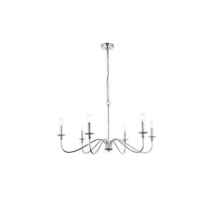 Timeless Home Roman 36 in. W x 19 in. H 6-Light Polished Nickel Pendant
