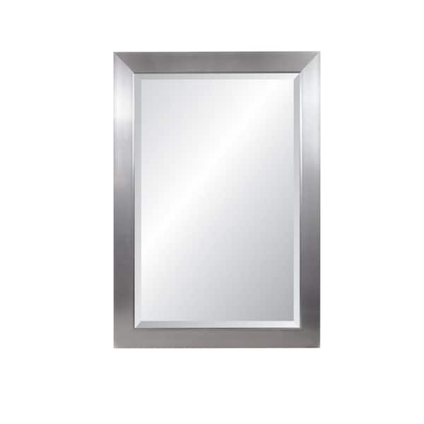 Alpine Art & Mirror Large Rectangle Silver Beveled Glass Contemporary Mirror (41.25 in. H x 29.25 in. W)