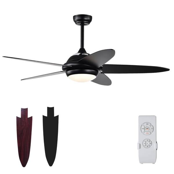 Costway 52 in. LED Black Ceiling Fan with Remote Control 1Hour/2Hour