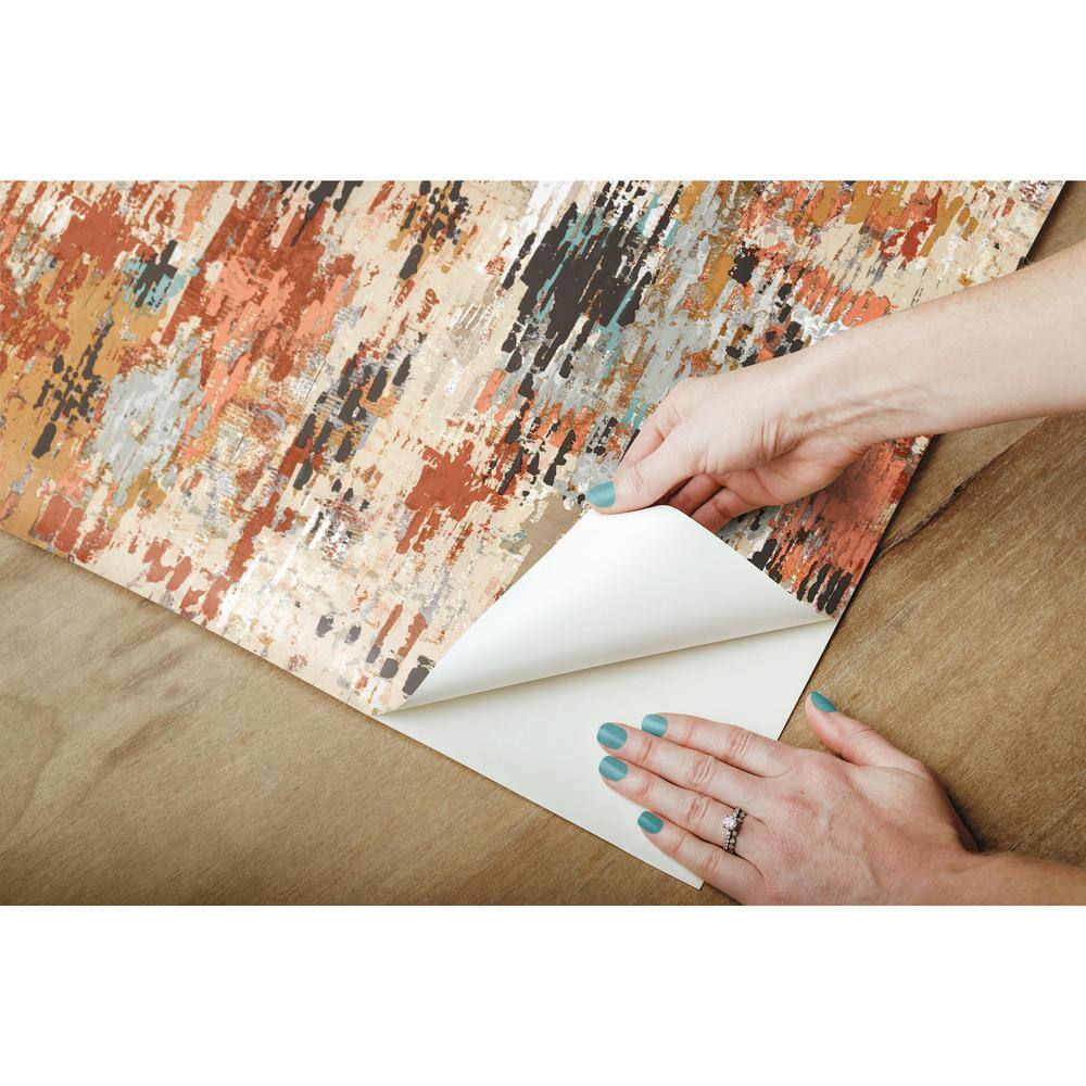 Orange Aztec Peel and Stick Vinyl Wallpaper Roll