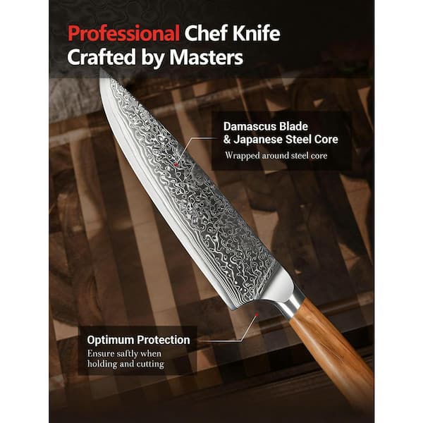 Numhew 8 in. Alloy Steel Full Tang Japanese Chef's Knife, 67