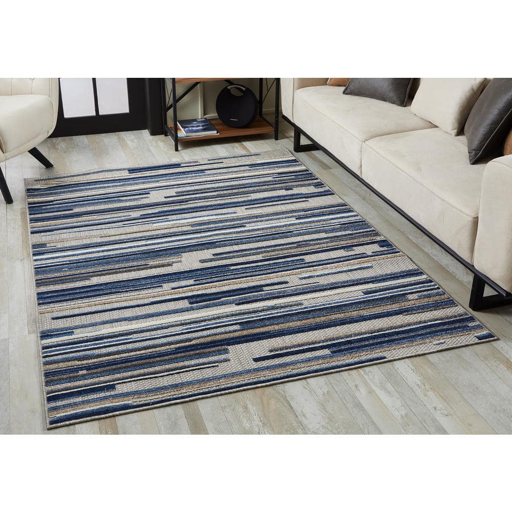 Calla Transitional Blue Rectangular Easy-Care Small Rug