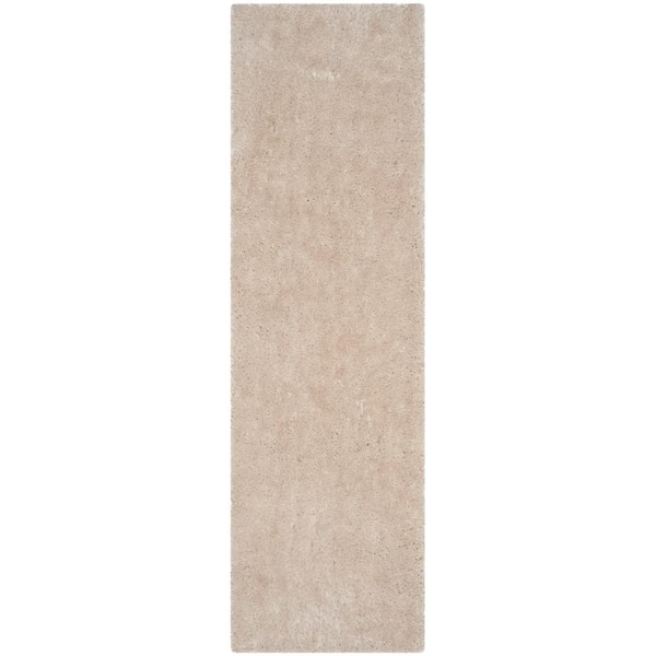 SAFAVIEH Luxe Shag Bone 2 ft. x 10 ft. Solid Runner Rug