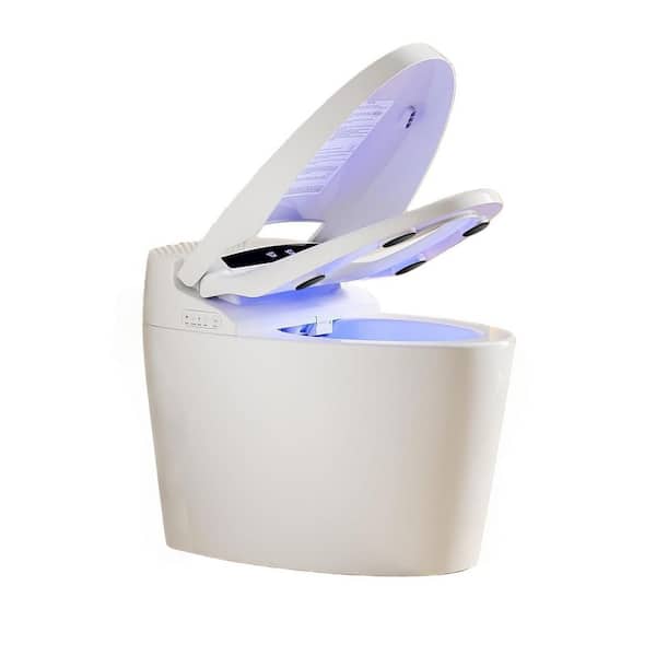1.26 GPF Flush Elongated Smart Toilet in Ceramic, Auto Flush, Foot Sensor, Heated Seat, LED Display, Seat Included
