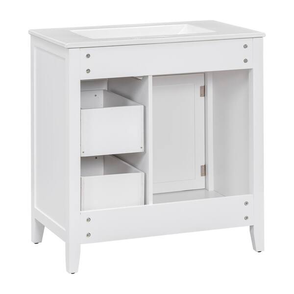 FAMYYT 30 in. W x 18 in. D x 33 in. H Single Sink Solid Wood