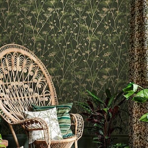 Clarissa Hulse Wild Chervil Sage and Gold Removable Wallpaper