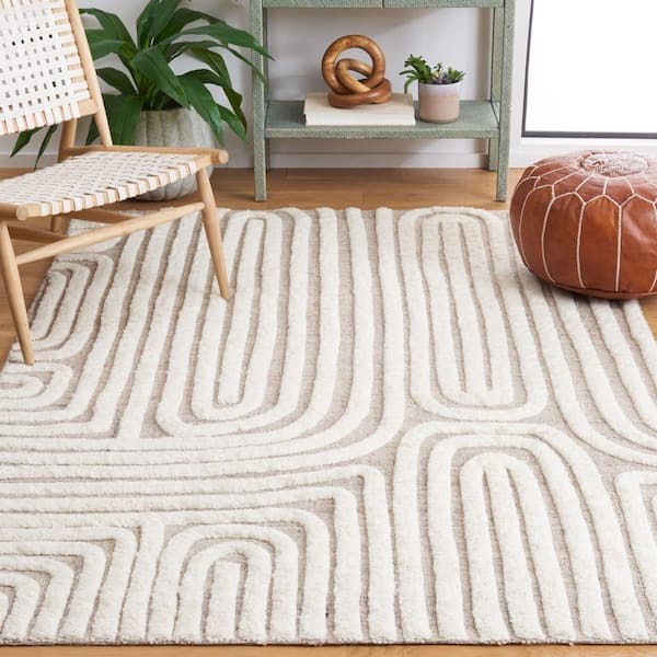 Kilim Beige/Ivory 8 ft. x 10 ft. Striped Solid Color Area Rug