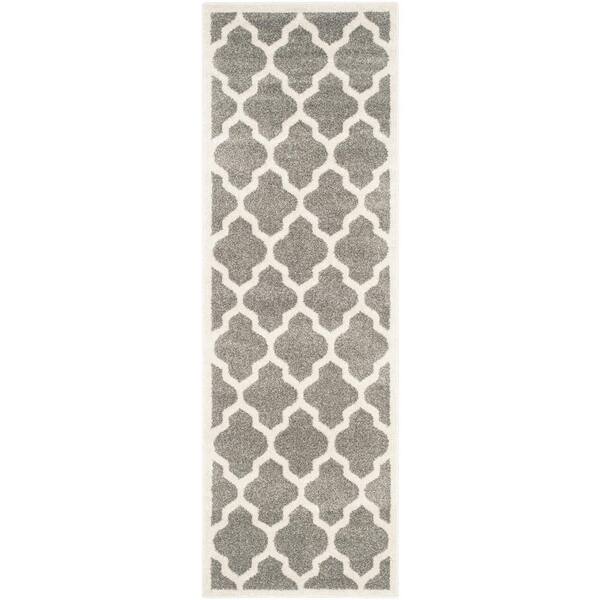 Safavieh Amherst Dark Gray Beige 2 Ft X 15 Geometric Trellis Runner Rug Amt420r 215 Geometric Trellis Runner Rug Amt420r, Home Depot Patio Rugs 6 215 80