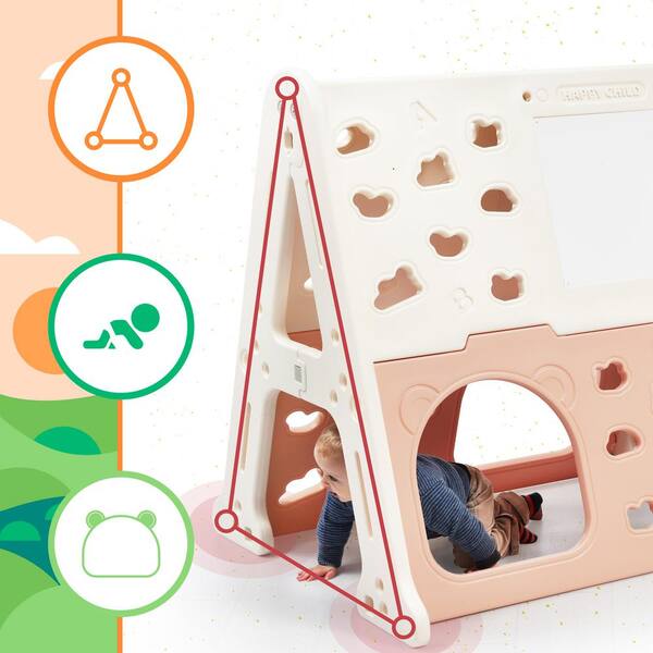 TIRAMISUBEST PPXY300099AAH Light Pink 5-in-1 Toddler Freestanding Climber Playset - 3