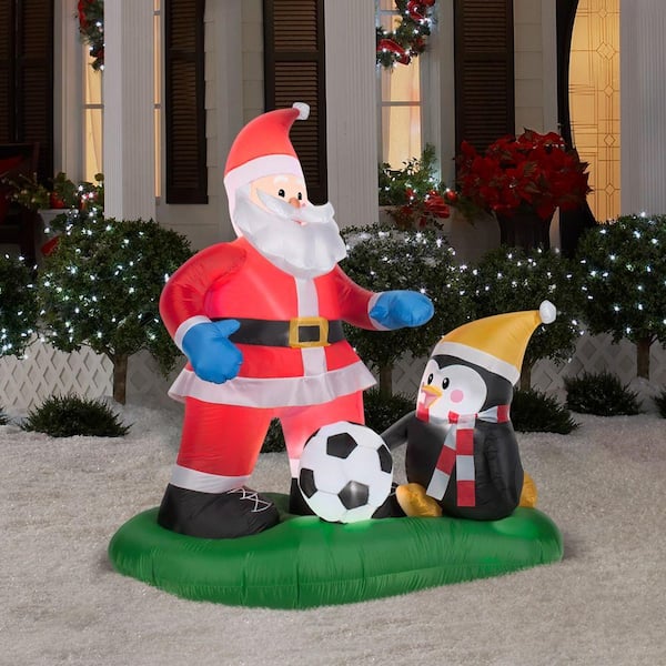 Home Accents Holiday 5 ft. Inflatable Santa Soccer Scene