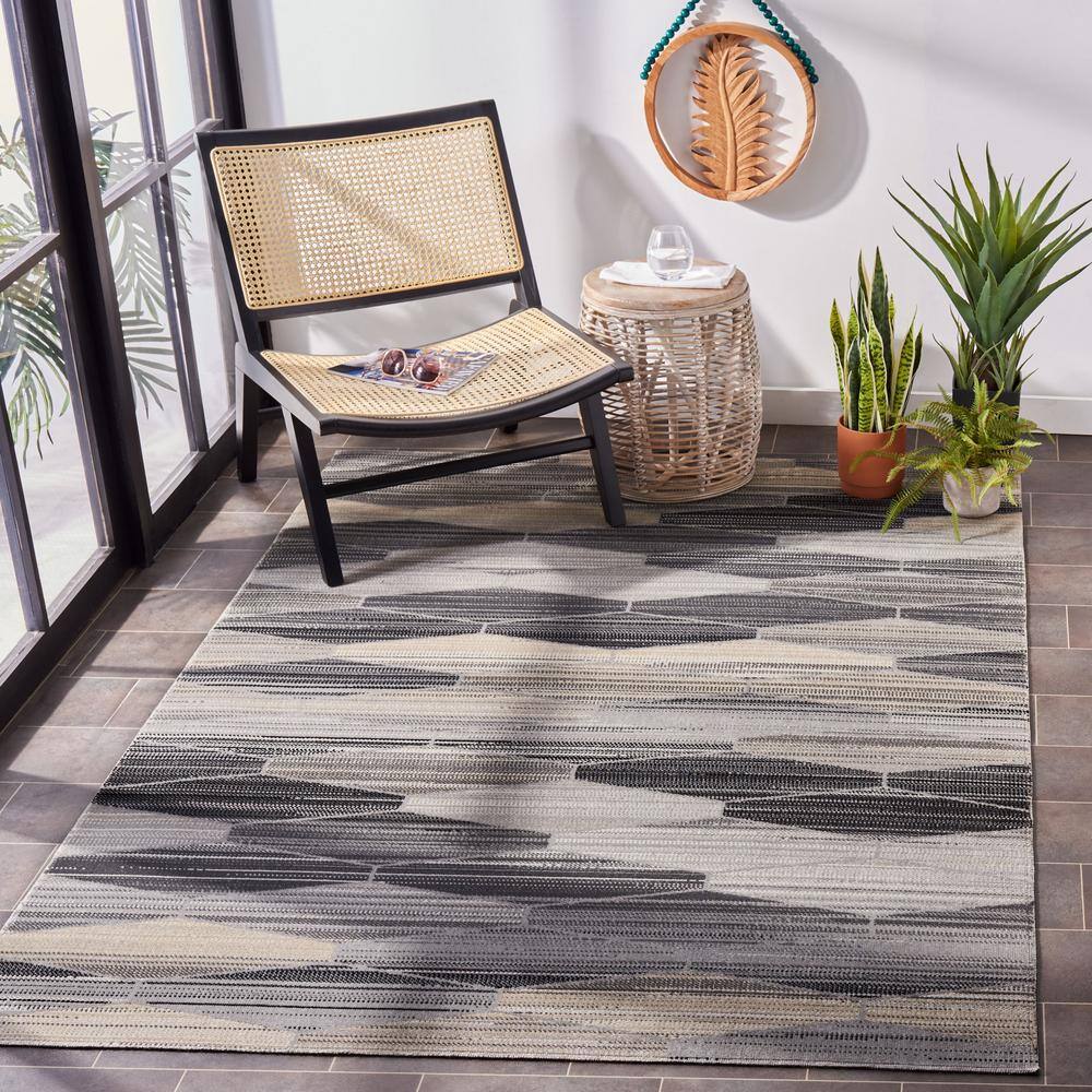 Montage Grey and Dark Grey Synthetic Square Area Rug
