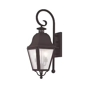 Yorktown 24.75 in. 2-Light Bronze Outdoor Hardwired Wall Lantern Sconce with No Bulbs Included