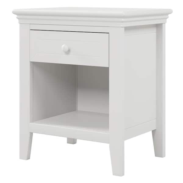 Tatahance Concise Style Warm White Solid Wood 1-Drawer Nightstand ...